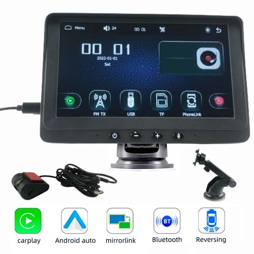 7″ Portable Bluetooth IPS Touch Screen Wireless Apple Carplay Car Stereo Radio