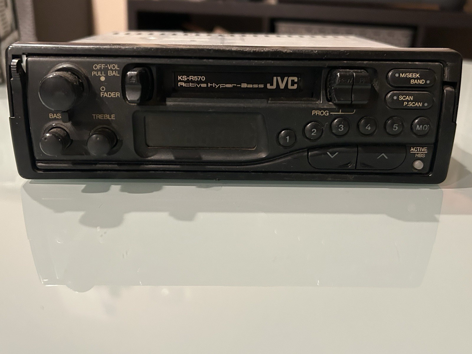 JVC KS-R570 Vintage AM/FM Cassette Car Stereo Active Hyper-Bass Pull-Out