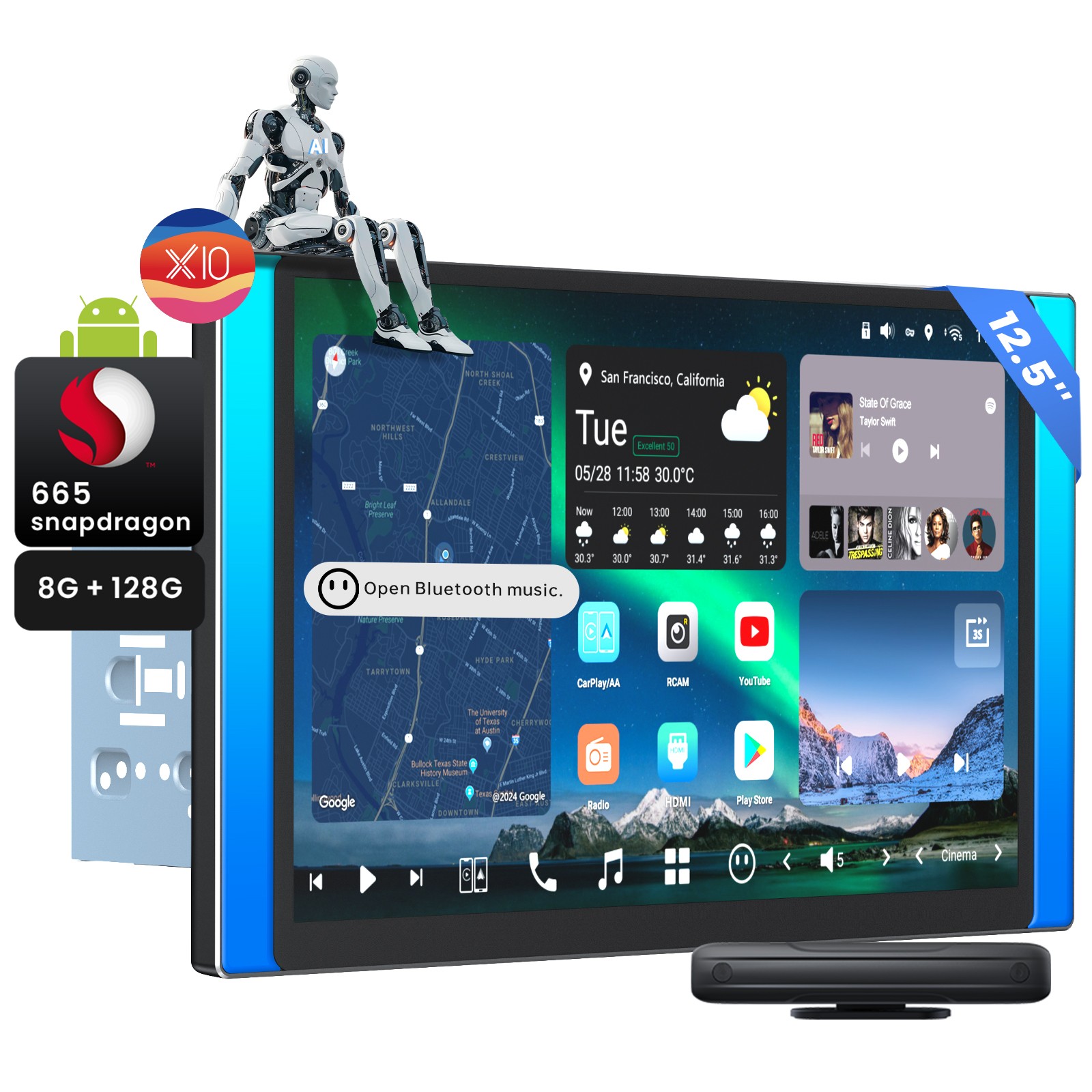 ATOTO 12.5” AI Android 2Din Car Stereo 8+128G Carplay& Android Auto GPS Track