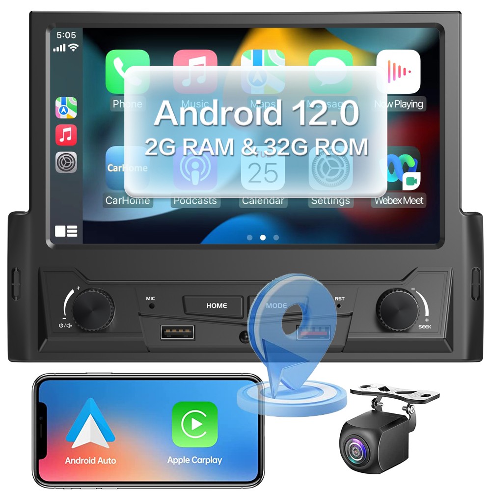 CarPlay 7”Android Auto Car Stereo Radio Single Din Screen Bluetooth MP5 Player