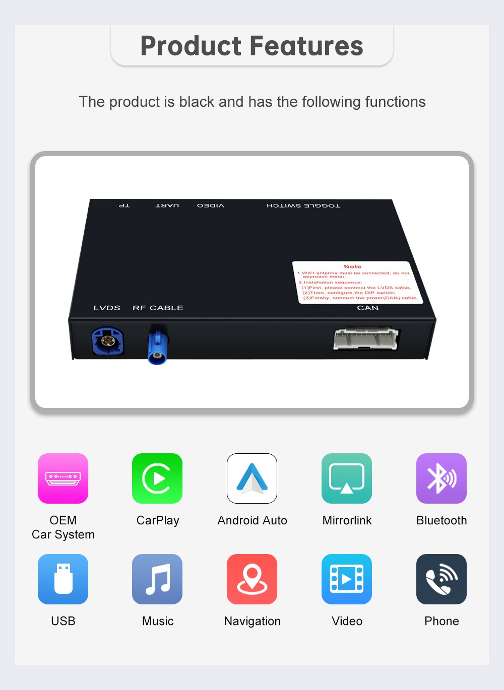 Wireless Carplay Android Auto Retrofit Kit for E Class W212 E Coupe C207 2012-15