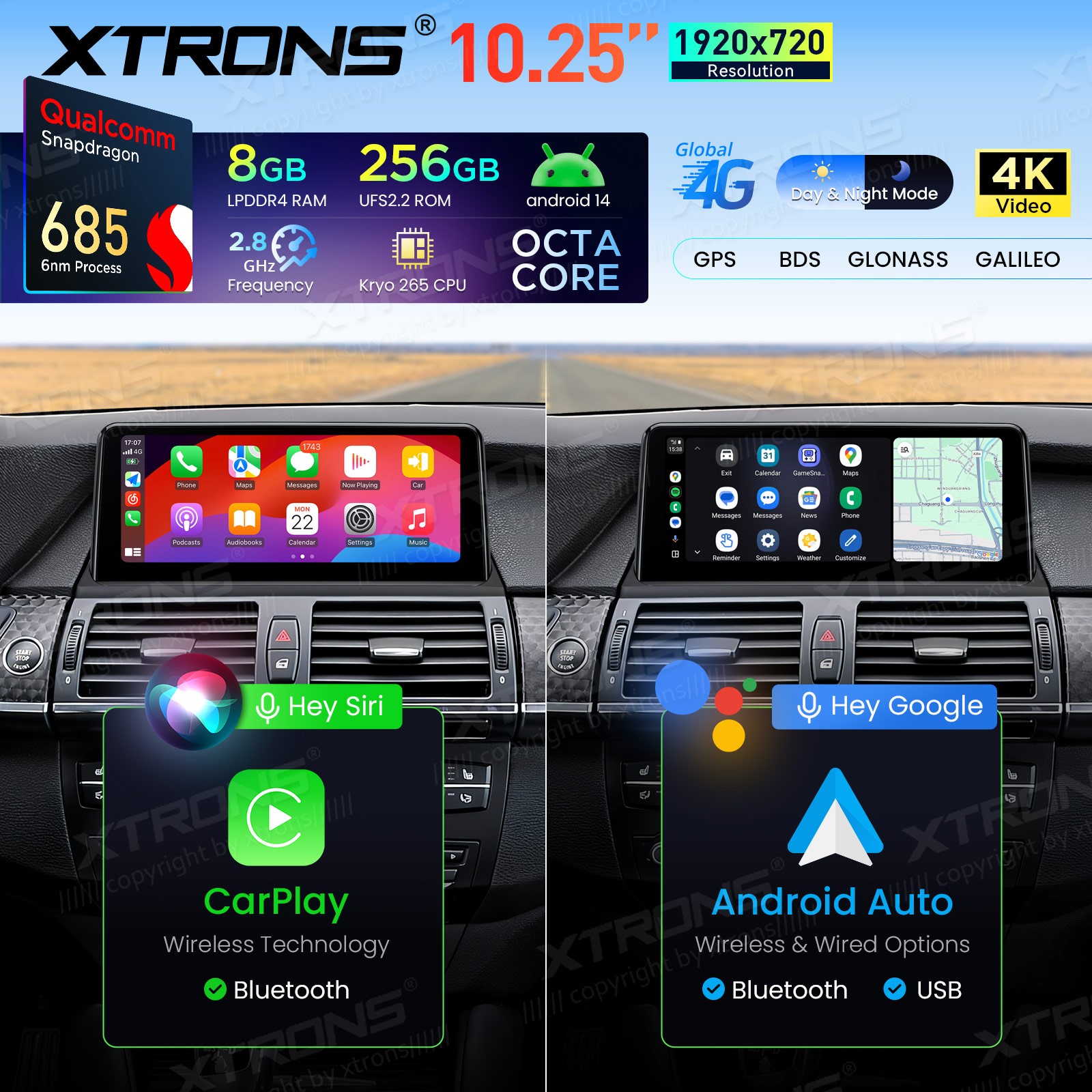 8-Core 8+256G 4G Android 14 Car Screen Retrofit Stereo For BMW X5 X6 E70 E71 CCC