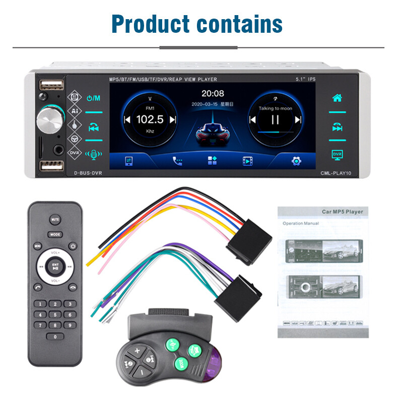 5.1″ Single 1Din Touch Screen Bluetooth Car Stereo Radio Mirror link 3USB FM RDS