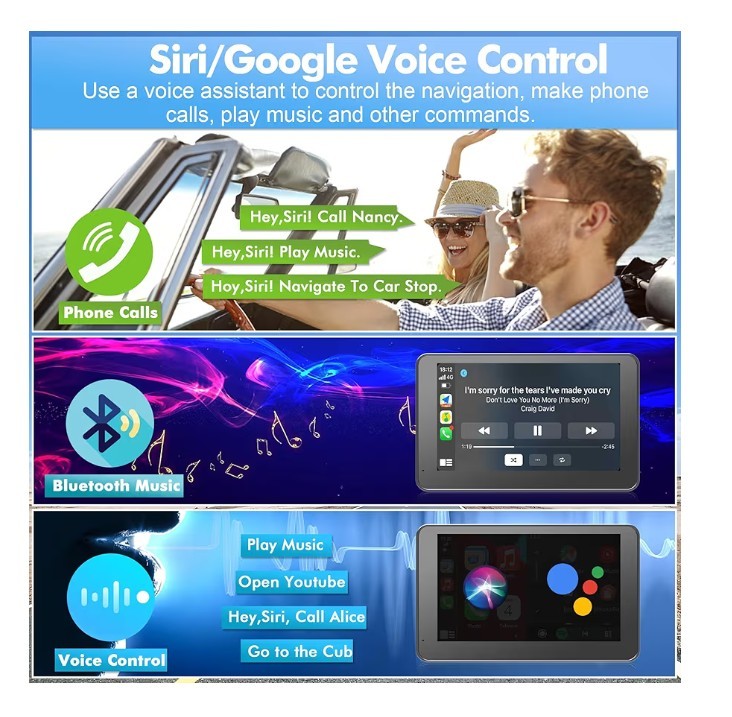 7″ HD Touch Screen Wireless Carplay & Android Auto Backup Camera Bluetooth 5.2
