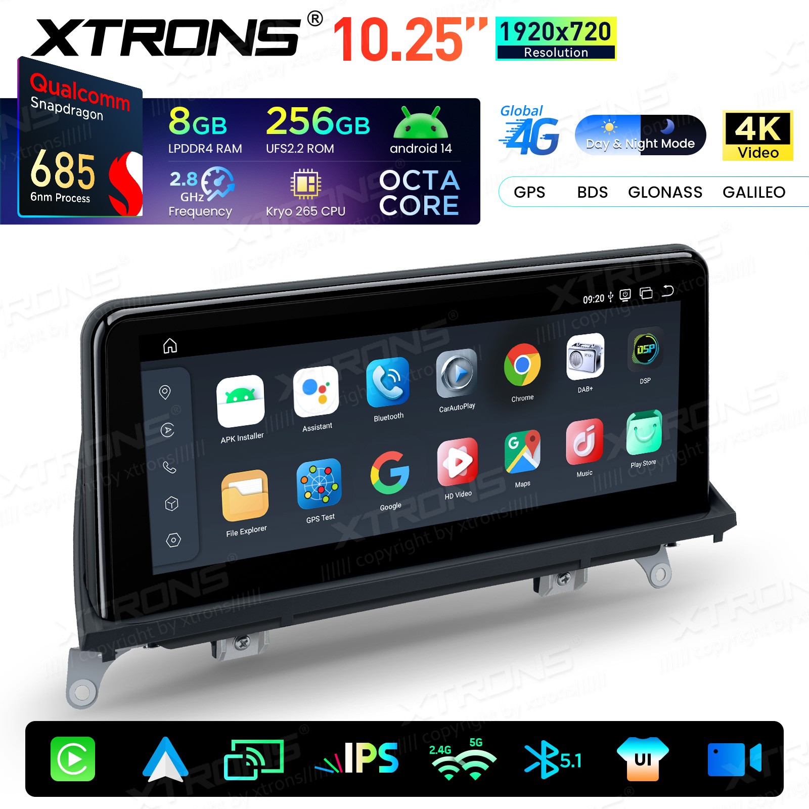 8-Core 8+256G 4G Android 14 Car Screen Retrofit Stereo For BMW X5 X6 E70 E71 CCC