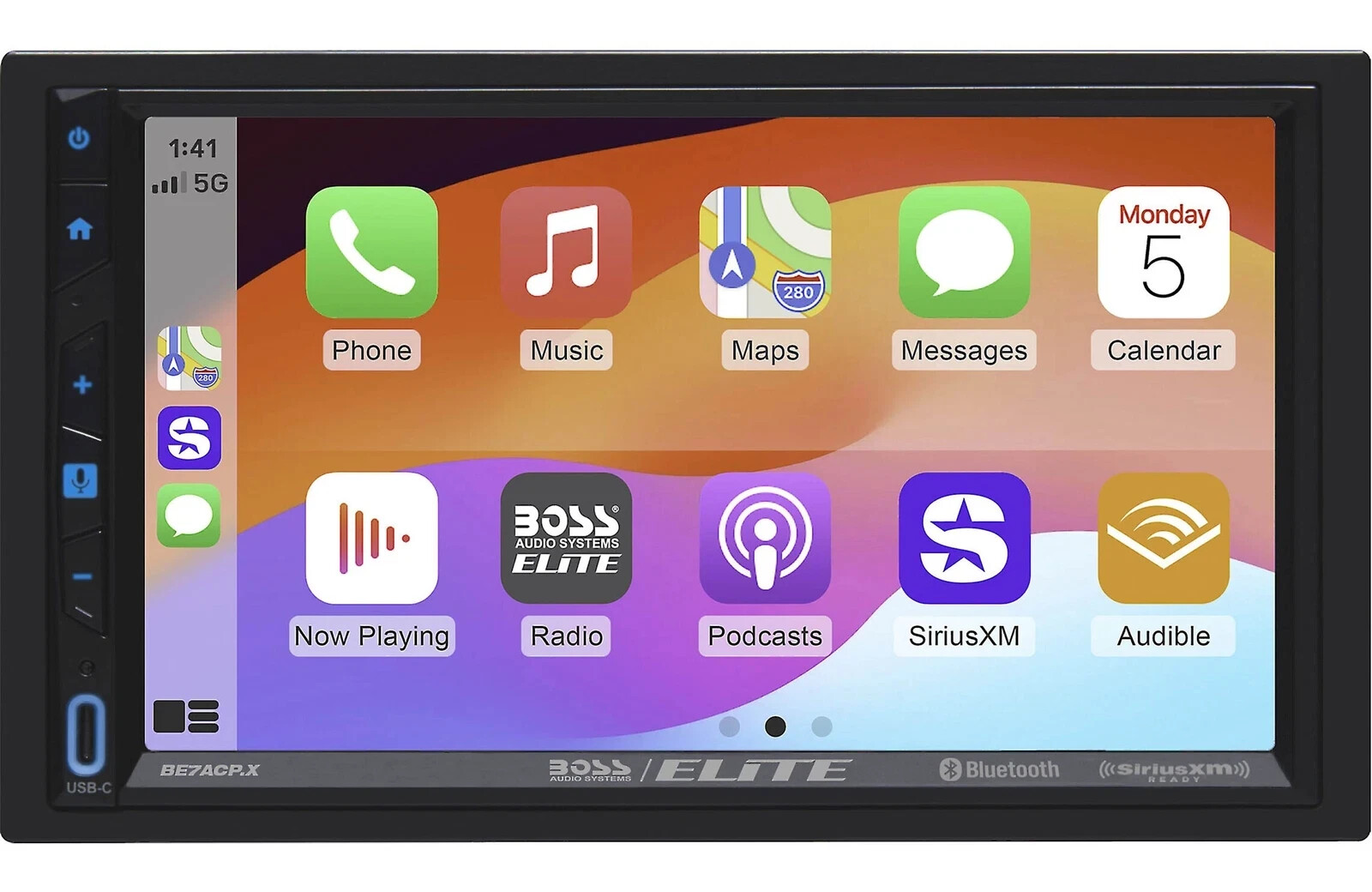 BOSS Double DIN 7″ Receiver Apple Carplay/Android Auto SiriusXM Camera BE7ACP.XC