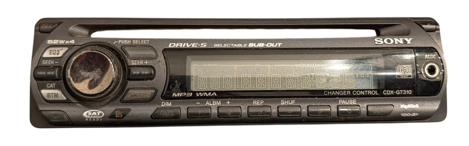 SONY CDX-GT310 AM/FM RADIO CD MP3 WMA PLAYER W AUX FACEPLATE ONLY