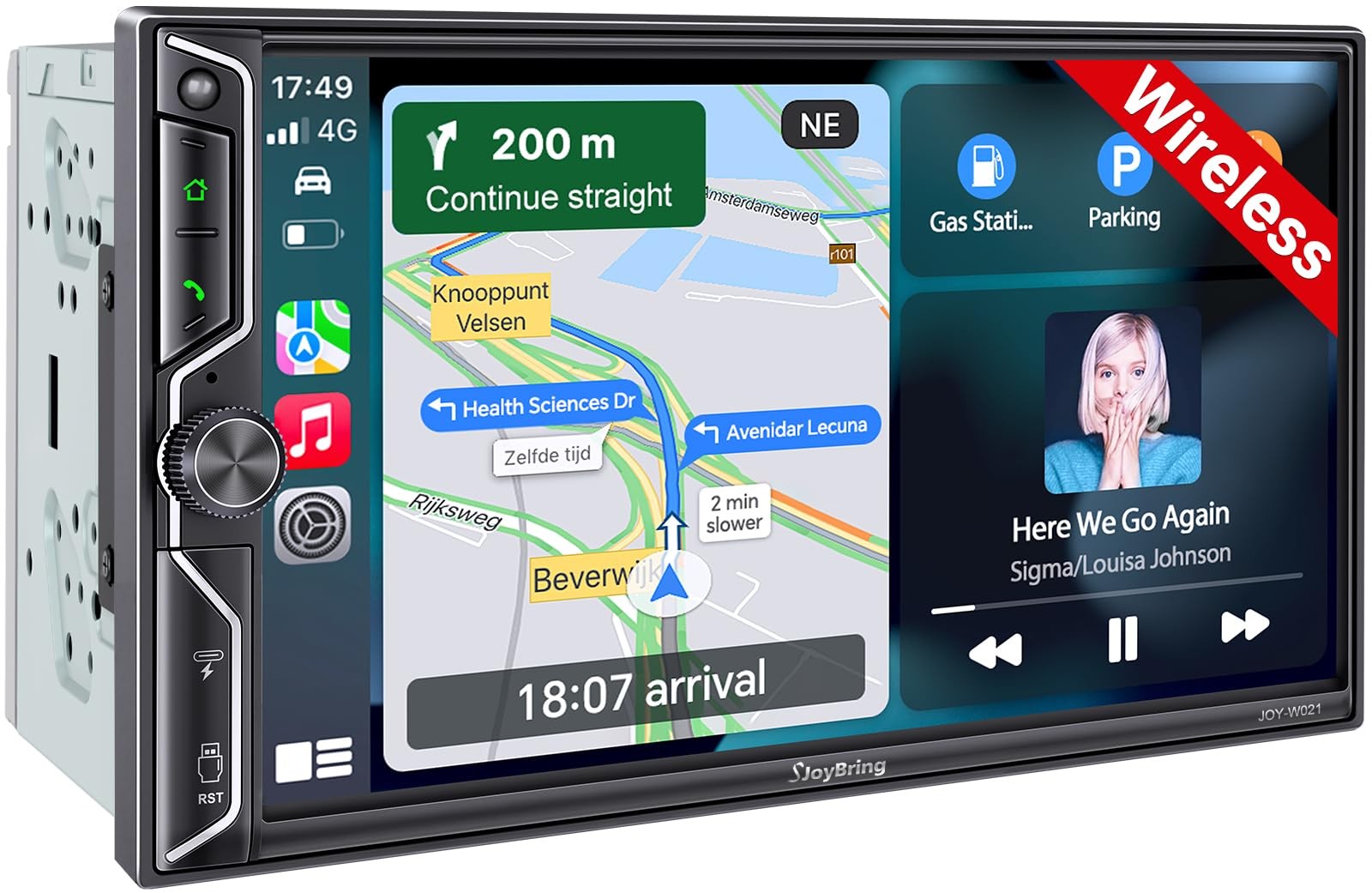 [QLED Screen Upgrade] 7″ Double Din Car Stereo with Wireless Apple CarPlay an…