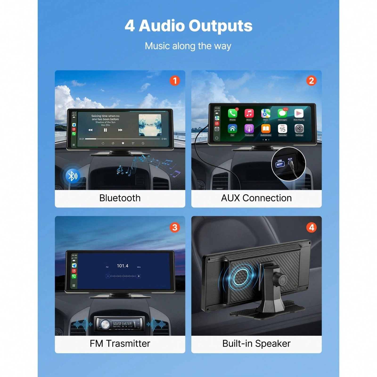 10 Inch Wireless CarPlay Android Auto Touch Screen Car Stereo GPS Radio