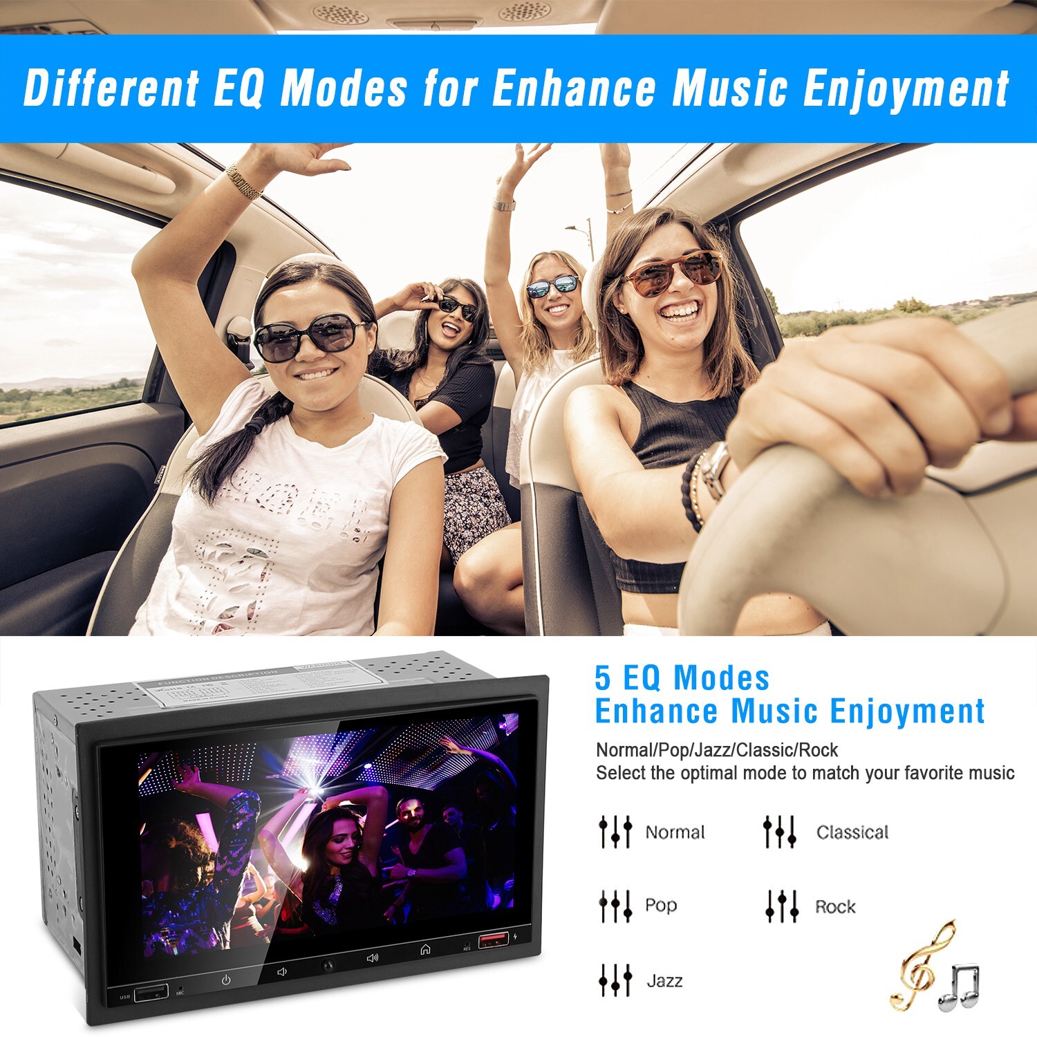 7inch Double 2 Din Touch Screen Car MP5 Player Stereo Audio FM Radio with Camera