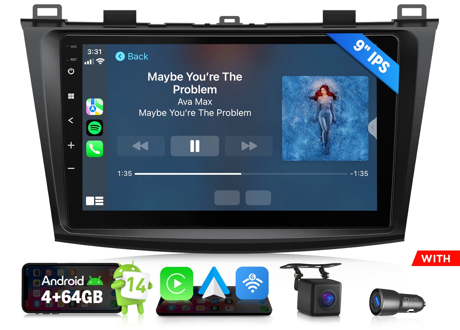 4+64 for Mazda 3 2010-2013 Car Radio Wireless CarPlay Android Auto DSP DSP Audio