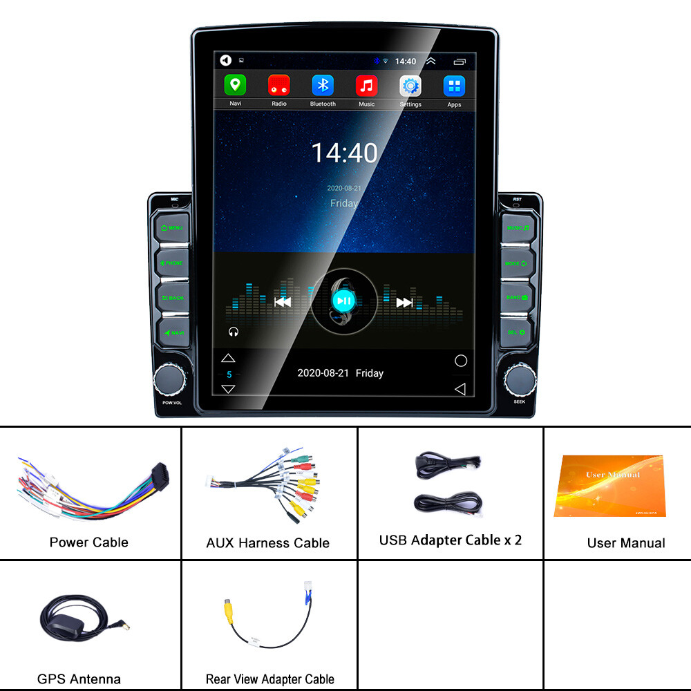 9.7″ 2 Din Car Stereo Android 12.0 Apple CarPlay GPS WiFi Touch Vertical Radio