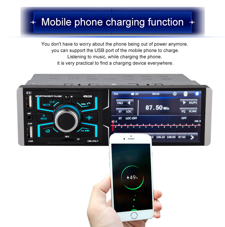 4.1 inch Touch screen FM Radio Bluetooth RM USB/TF card MP5 Car Player AUX input
