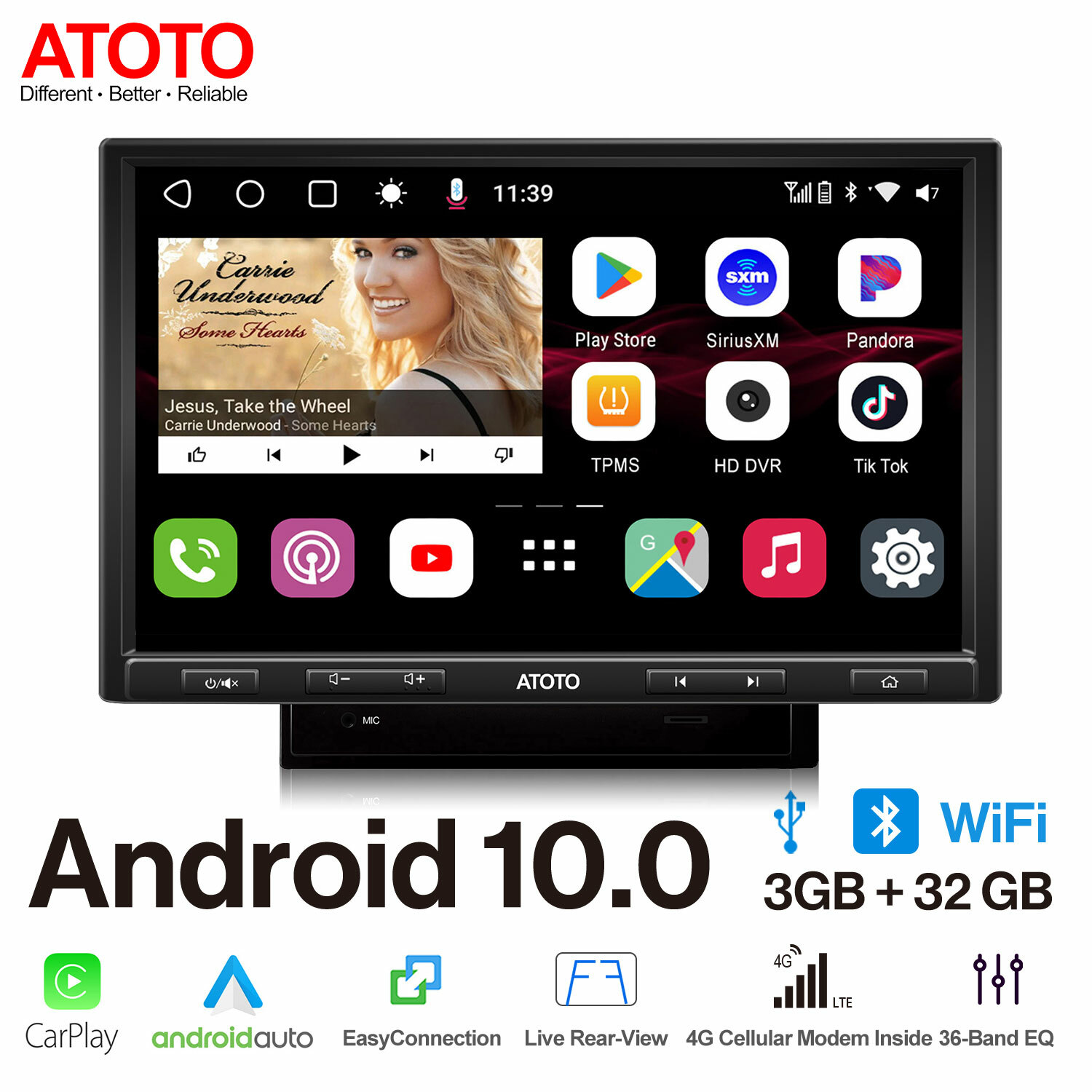 ATOTO S8 Pro 10in 2DIN Android Car Stereo GPS NAVI Wireless Android Auto CarPlay