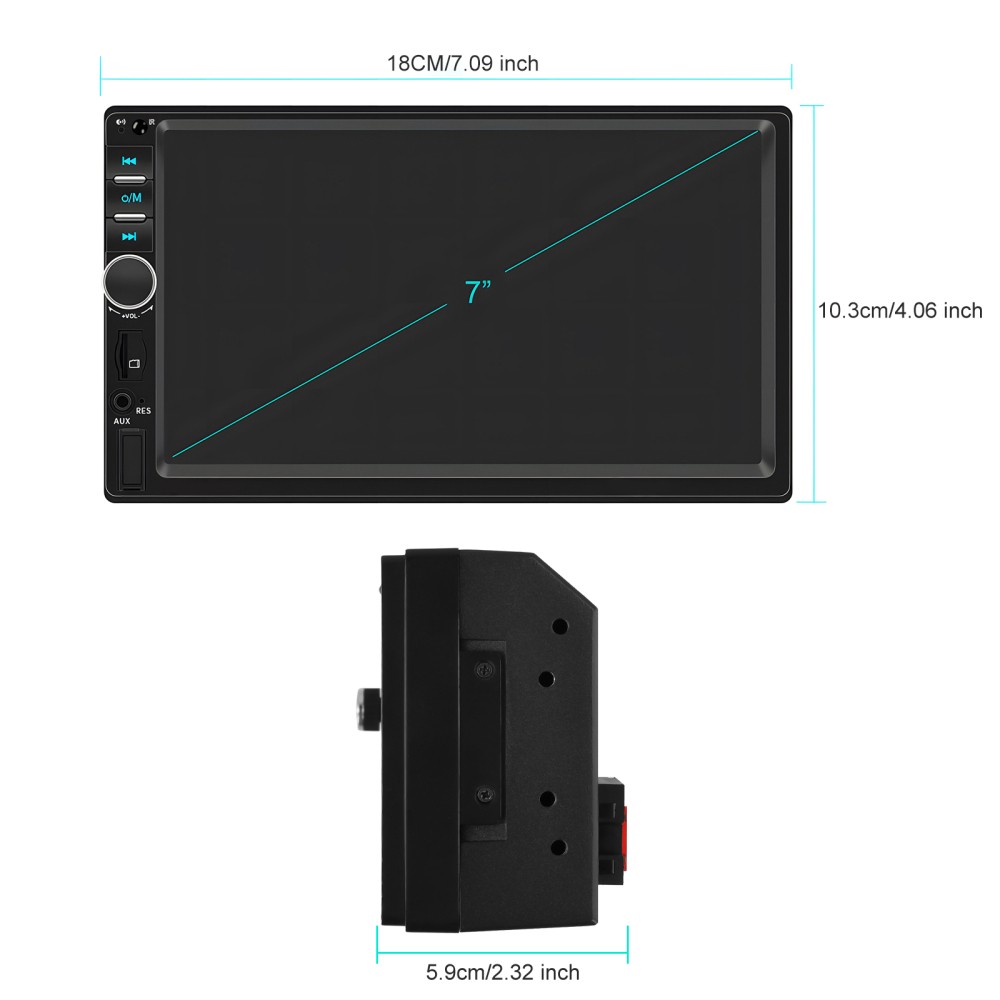 2 Din Apple Carplay Android Auto 7″ Car Stereo Radio Bluetooth Touch Screen Cam