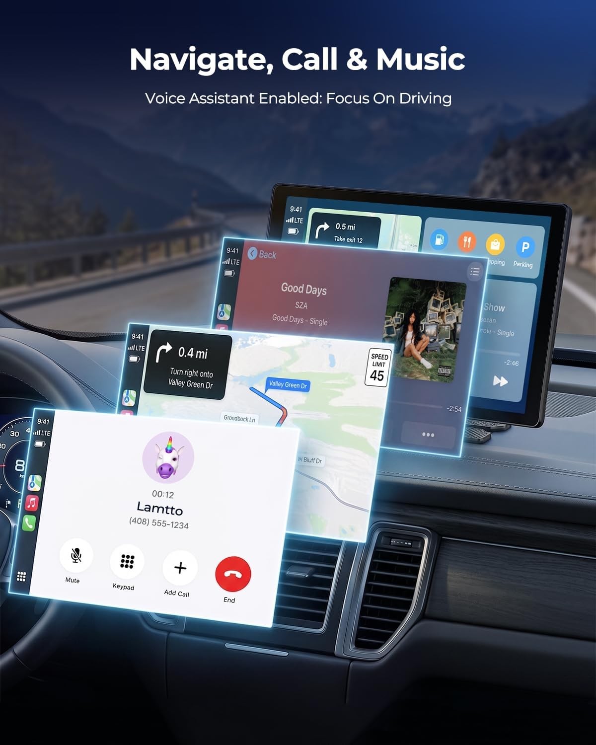 11″ Carplay Screen Wireless AI Video BOX with Net-Flix YouTube + Rear Camera