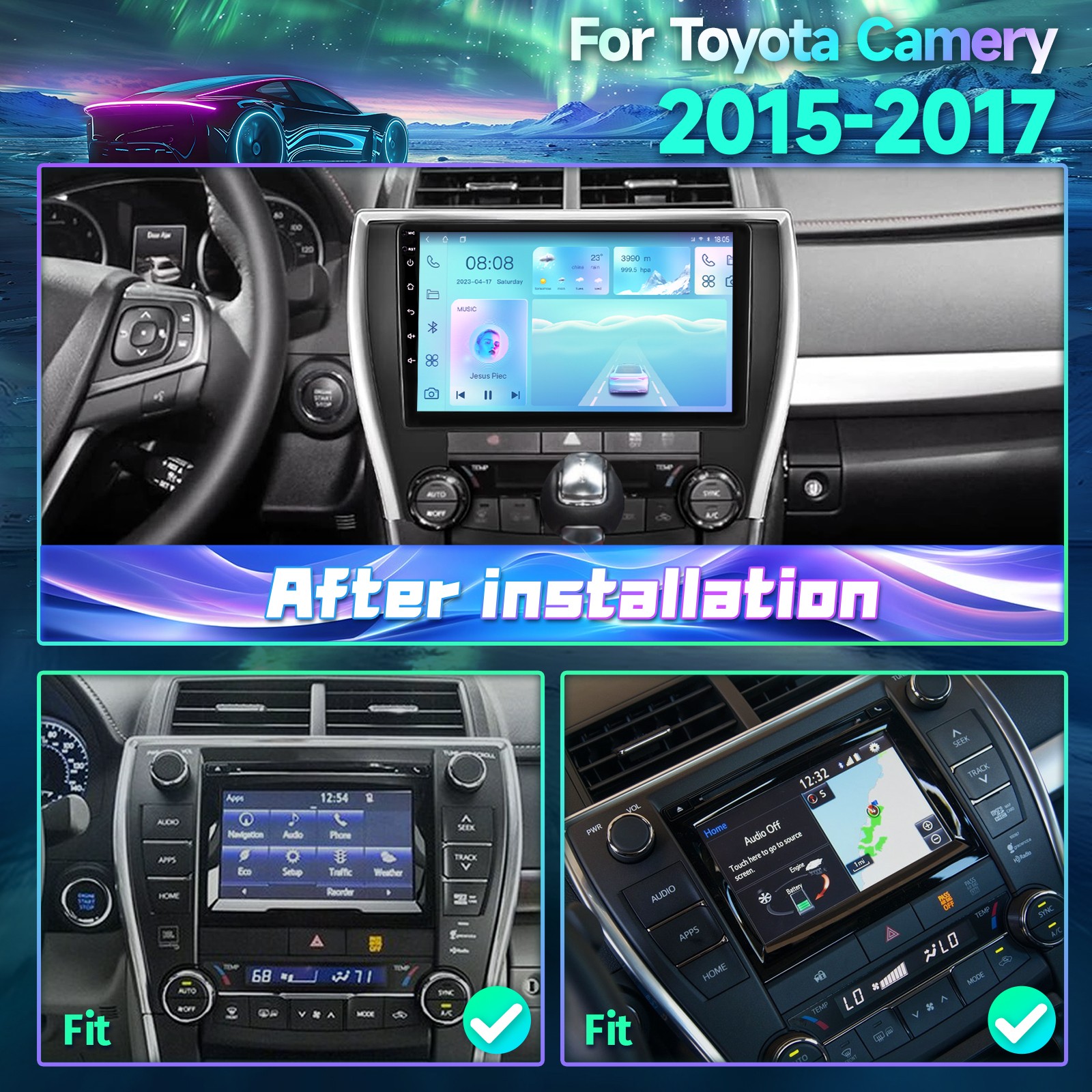 64G for Toyota Camry 2015-2017 Android Auto Car Stereo GPS Carplay Radio Camera