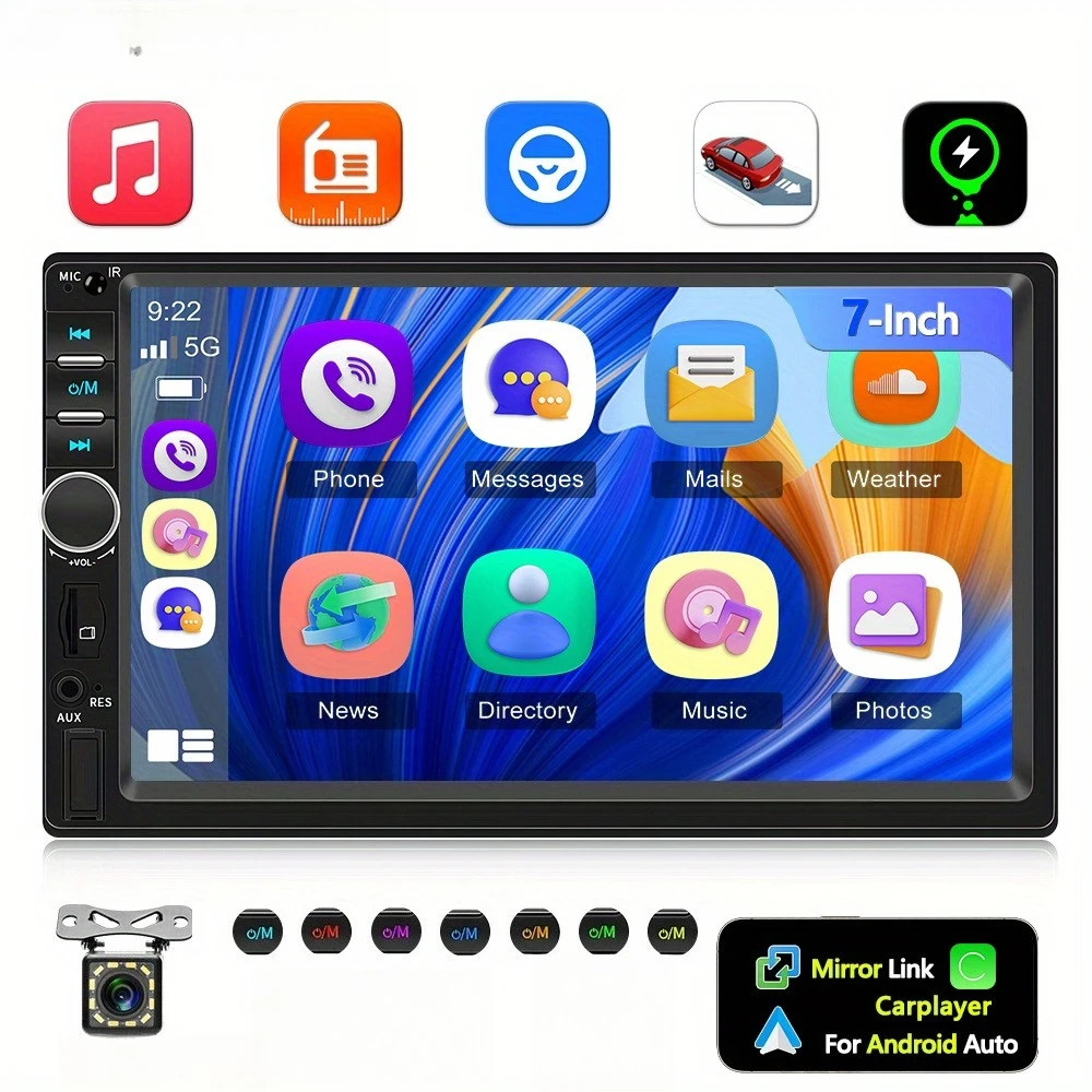 7" HD Car Stereo Radio 2Din MP5 Multimedia Player for Android Auto Camera