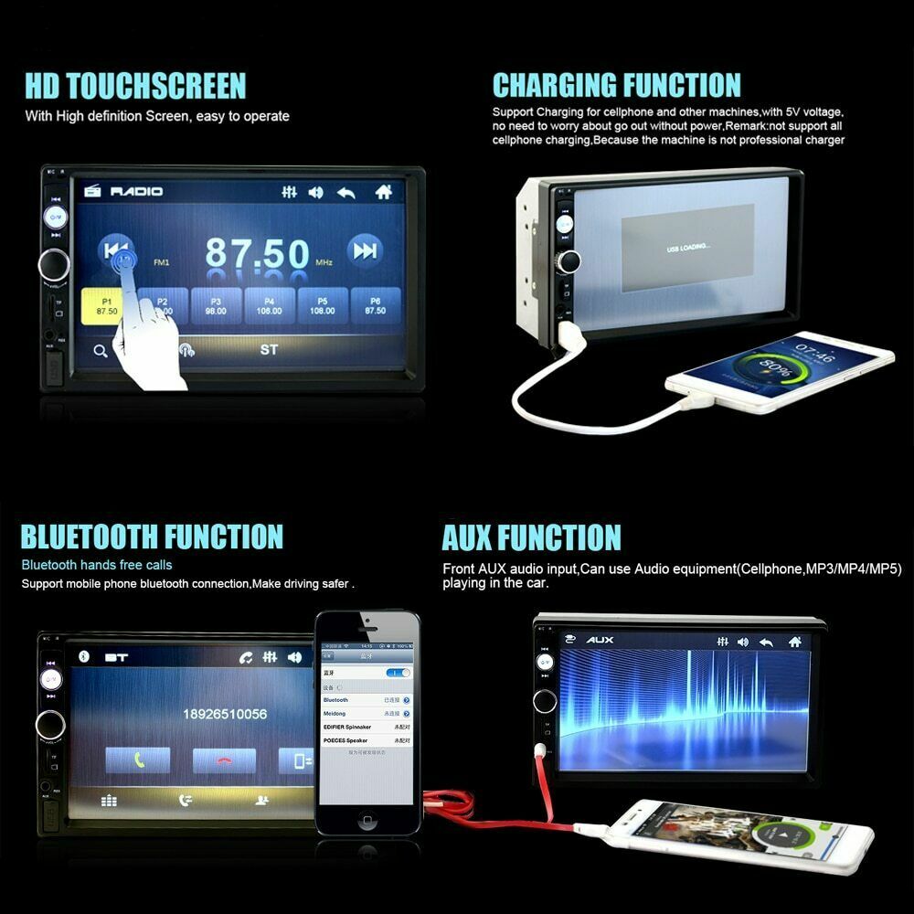 7″ Inch 2Din Car Stereo Radio HD Mp5 Player Touch Screen Bluetooth Radio &Camera