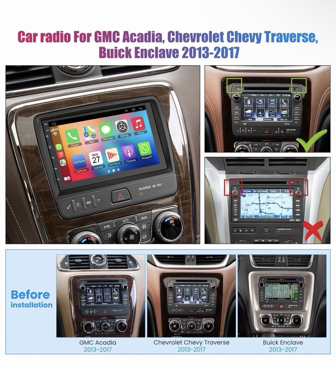 7″ Car Radio for GMC Acadia 2013-2017 | for Chevrolet Chevy Traverse 2013-201…