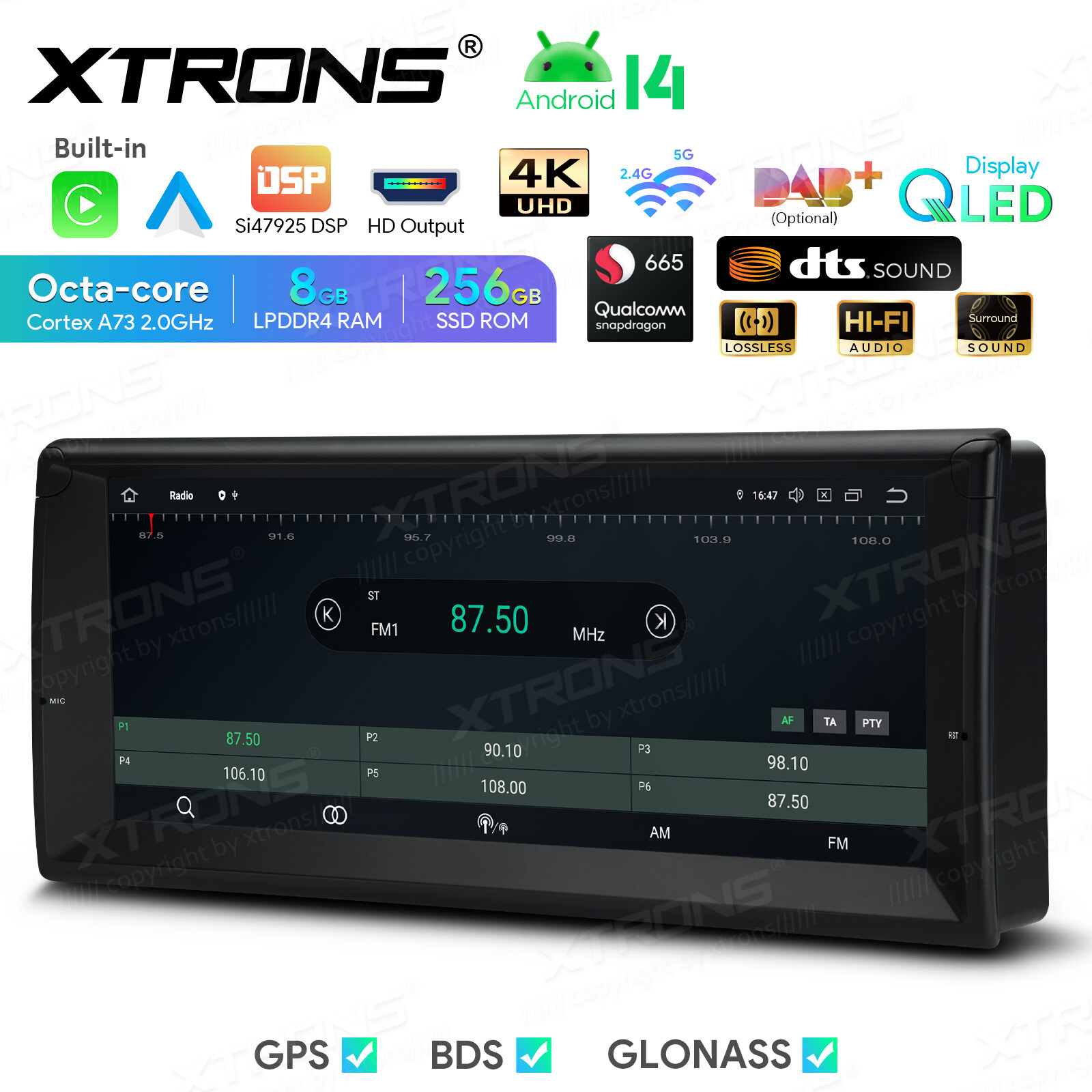 CAM+ For BMW E39 E38 QLED 10.25″ Android 12 8+128GB Car Play GPS Stereo Radio 4G