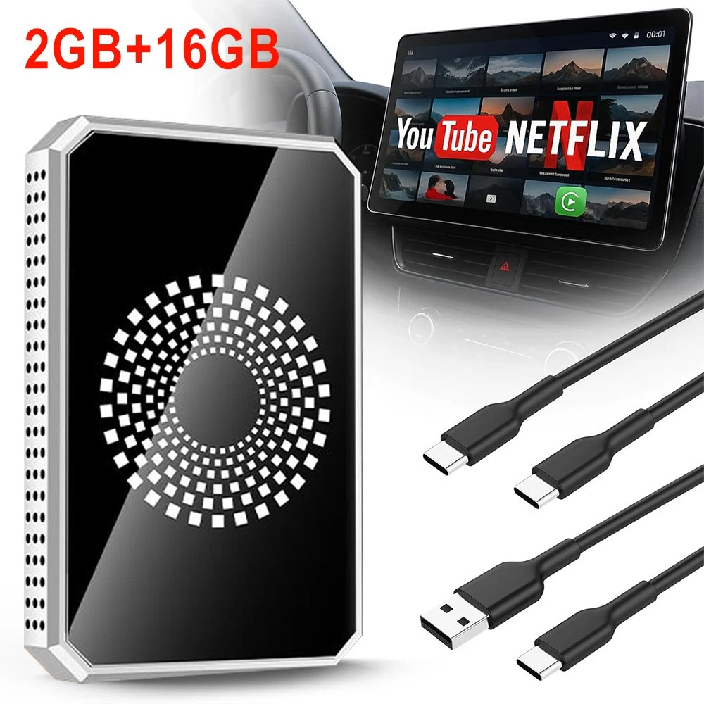 Wireless CarPlay WIFI AI box Android Auto Adapter Converter w/ Netflix YouTube