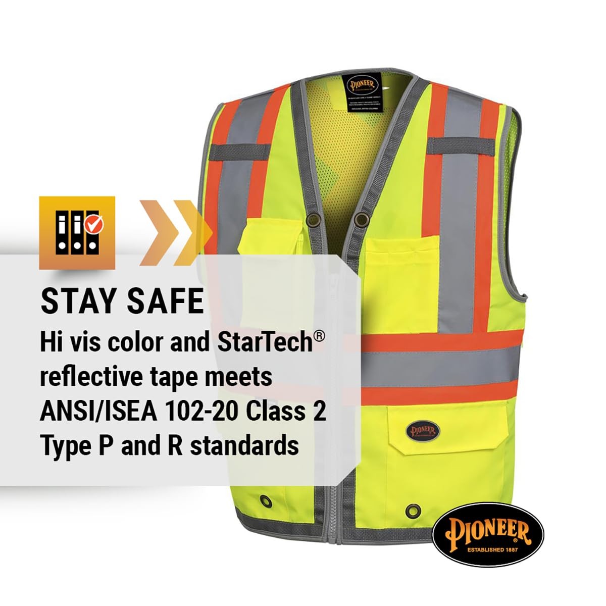 Safety Vest for Men – Hi Vis Reflective Neon, Cool Mesh Back Panel, 12 Pocket…