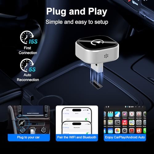 Wireless CarPlay & Android Auto Adapter: 2026 Upgraded Mini Plug & Play