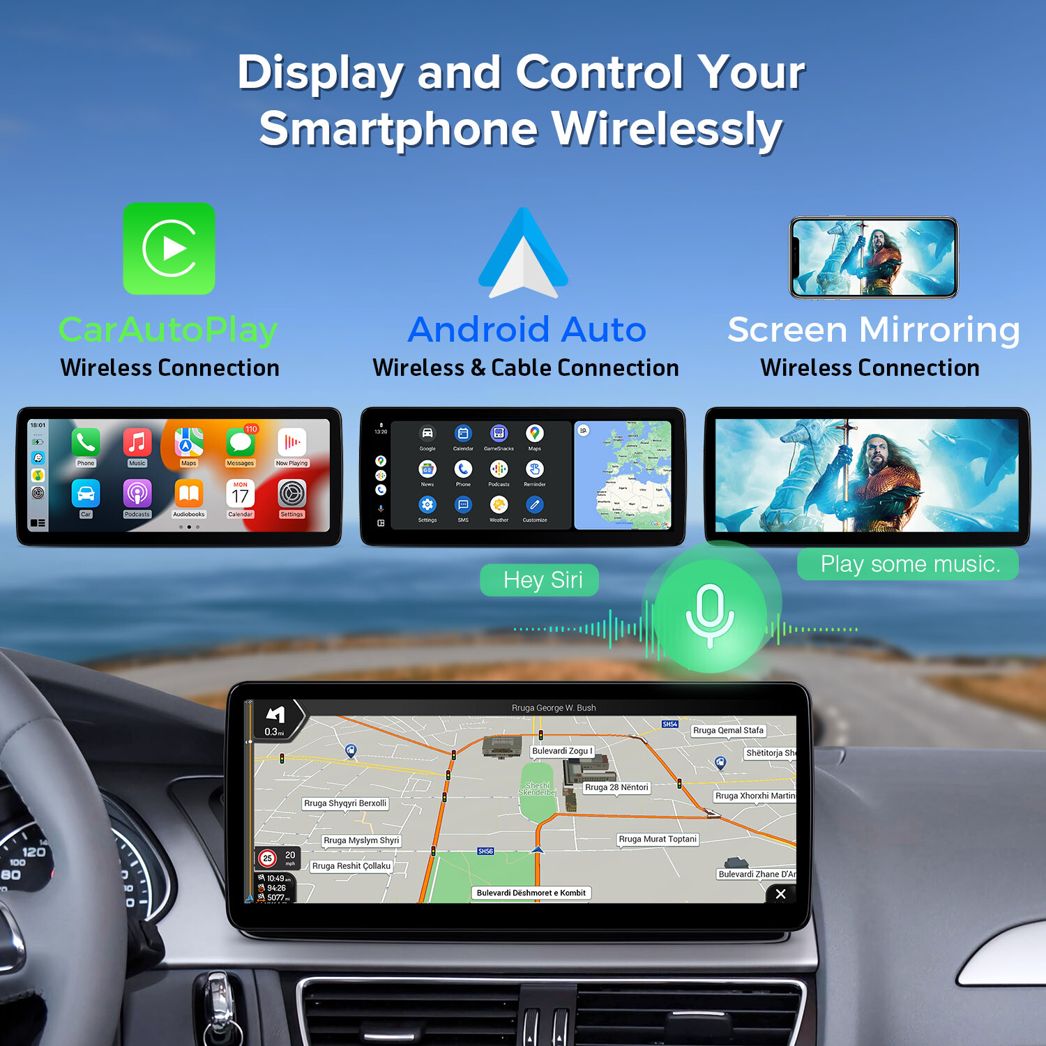 For Audi A4 A5 LHD 12.3″ Android Radio Player Wireless CarPlay IPS Screen 4G 64G