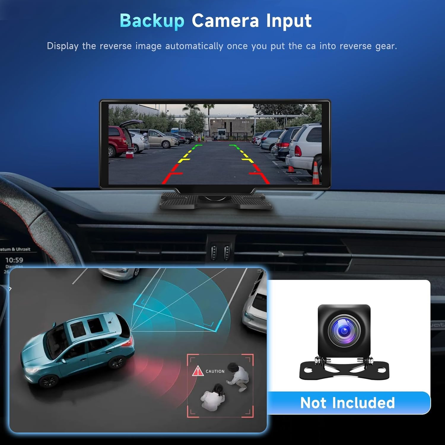 10.26″ Wireless Carplay Stereo with 1080P Backup Camera & Bluetooth Navigation