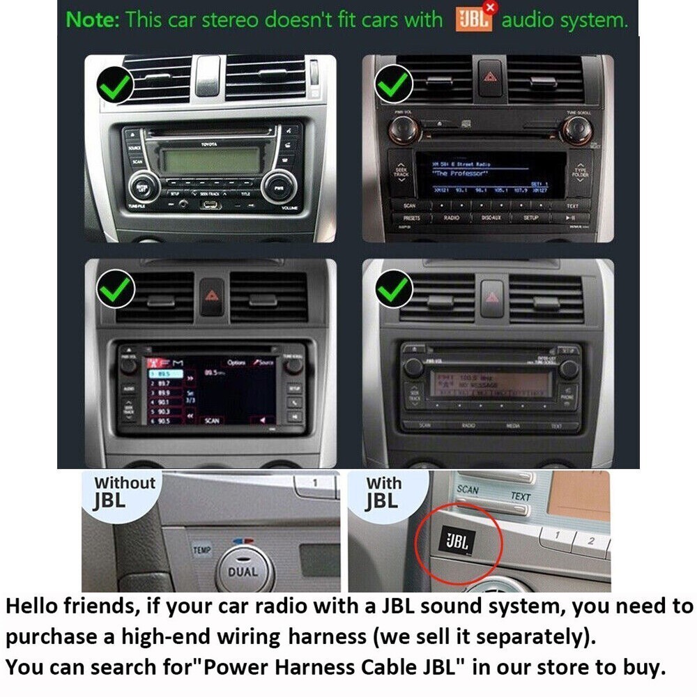 For 2009-2013 Toyota Corolla Carplay Radio Back Camera w/Cam Backup Cam EQ Cam
