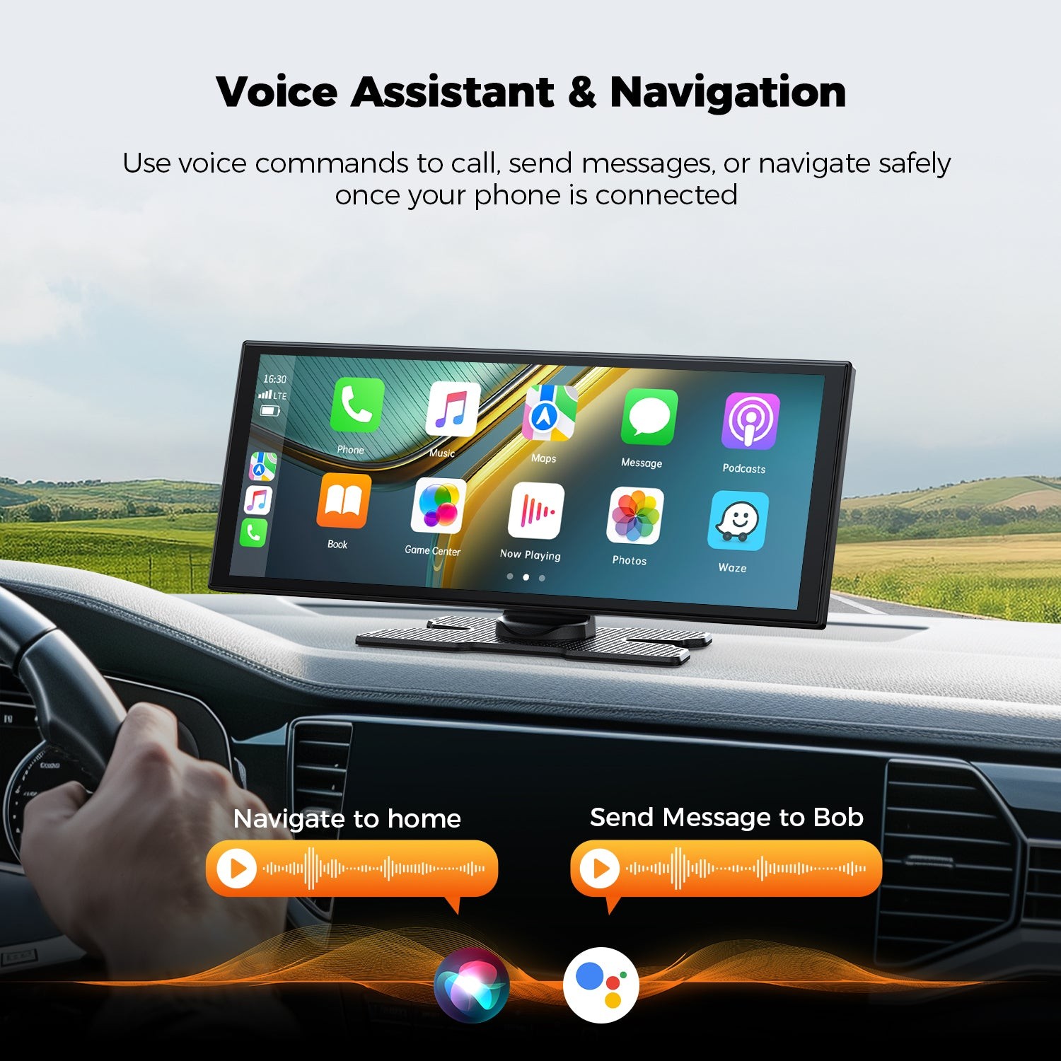 Lamtto 10.25″ 2.5K Dash Cam Car Stereo Radio Wireless CarPlay Android Auto+64GB