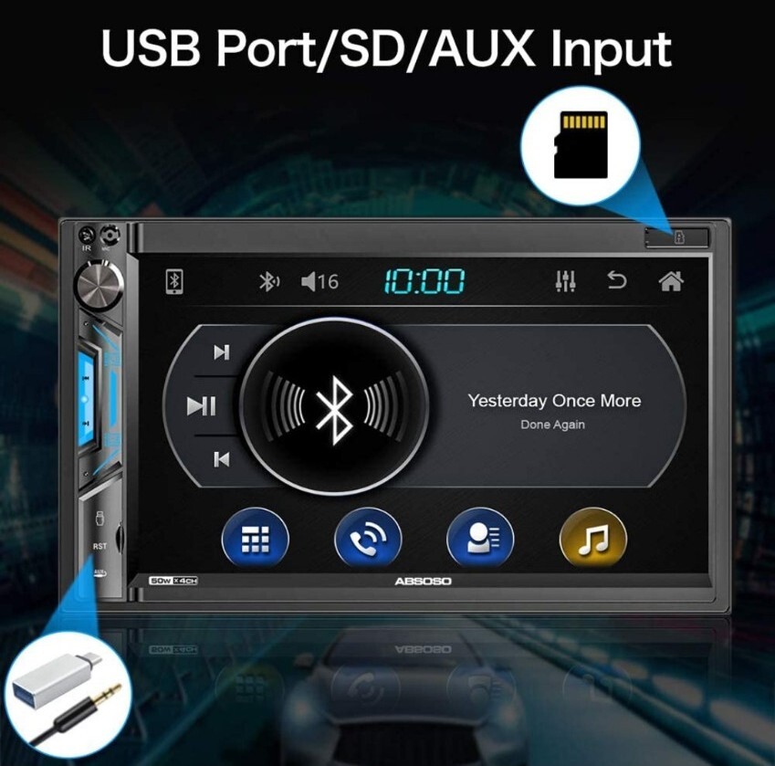ABSOSO in-Dash Digital Media Car Stereo – Double Din 7 Inch HD Touchscreen Car R