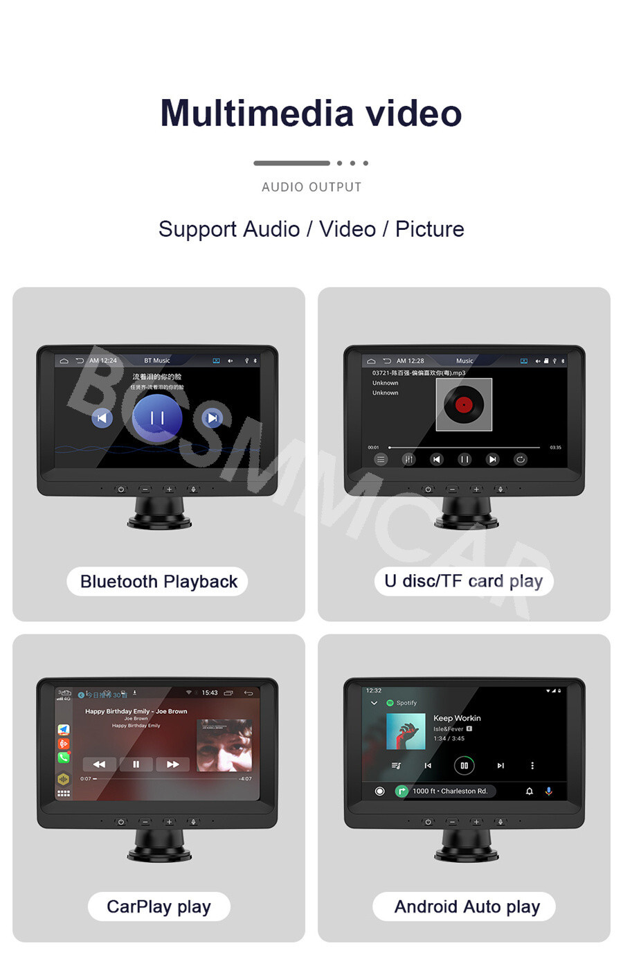 Car Stereo Touch Screen Radio Bluetooth FM Multimedia Player Audio For Carplay