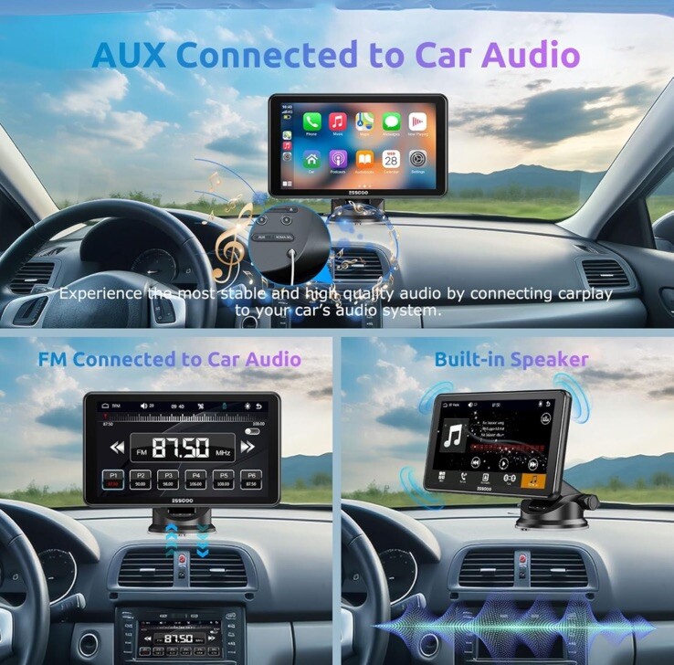 Essgoo A-pple Carplay & Android Auto, 7 Inches Carplay Screen for Car