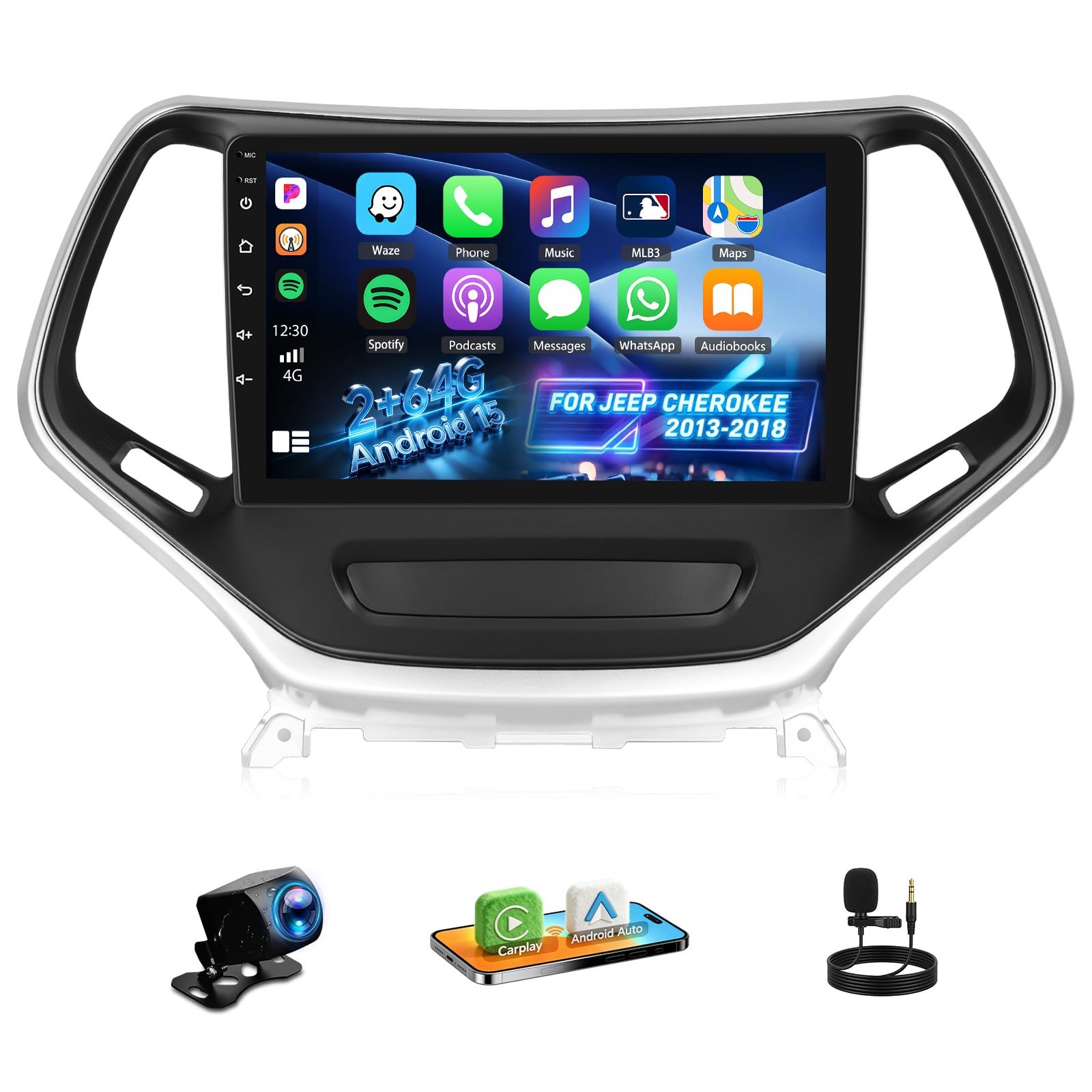 [2+64G] Android 15 Car Stereo for Jeep Cherokee 2013-2018 with Wireless Carpl…