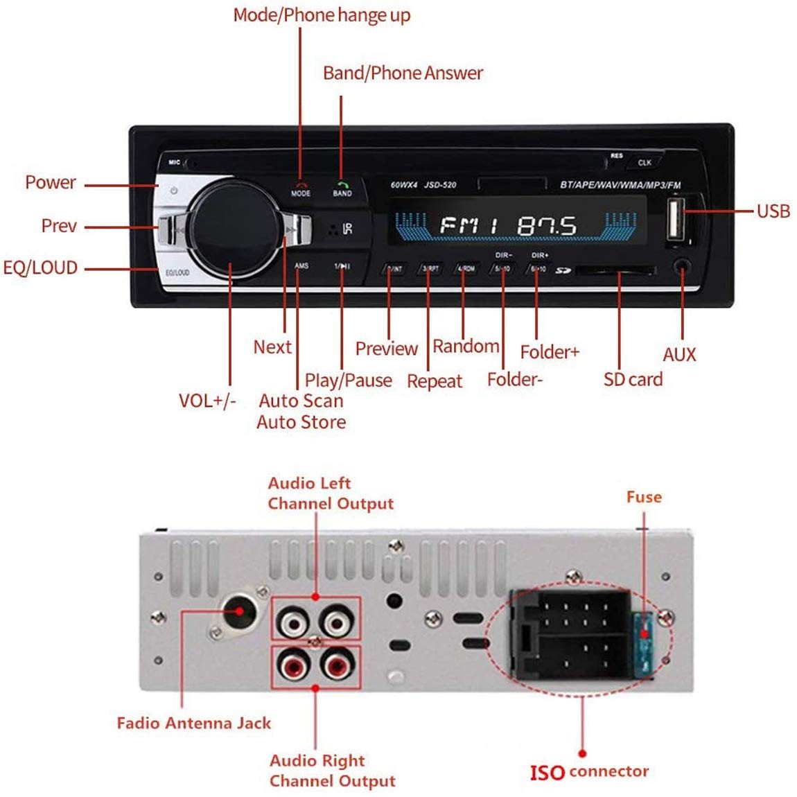 WEPARTICULAR Single Din Car Stereo Radio Receiver Bluetooth Hands-Free,…