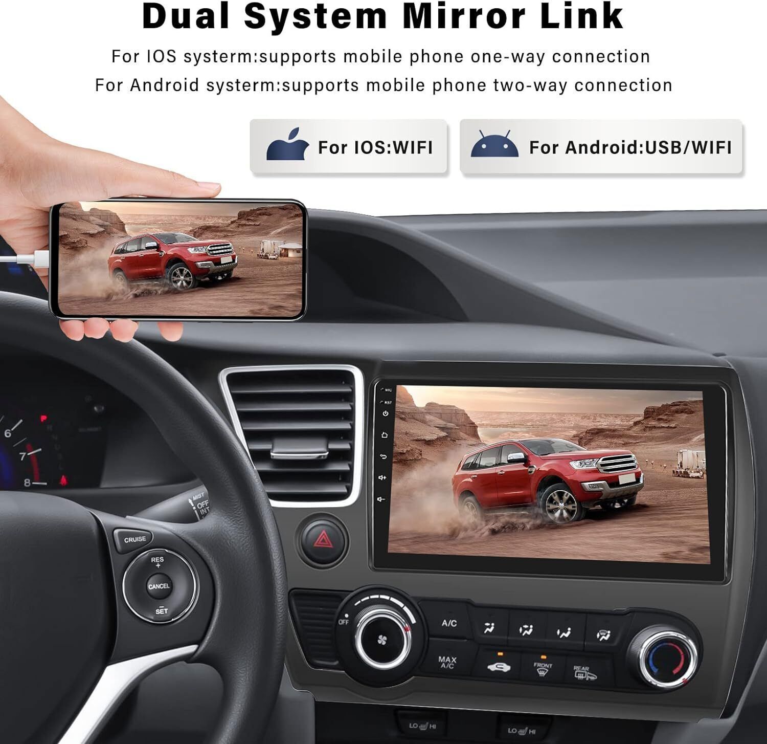 64G For Honda Civic 2013-2015 CarPlay Android Car Radio Stereo GPS Navi 1280*800