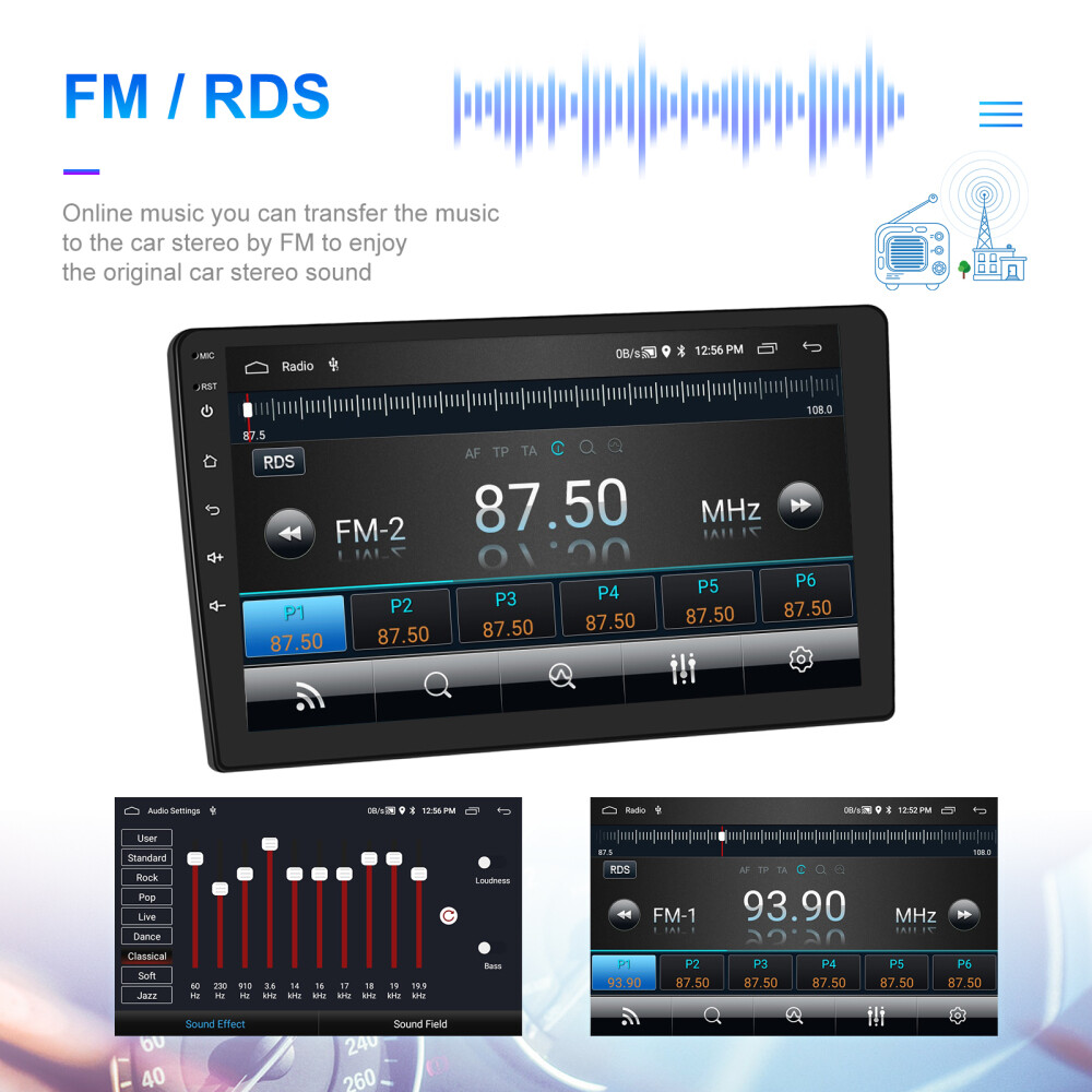 4G+64G Android 13.0 CarPlay Car Stereo Radio 10.1″ Double 2 Din GPS Navi +Camera