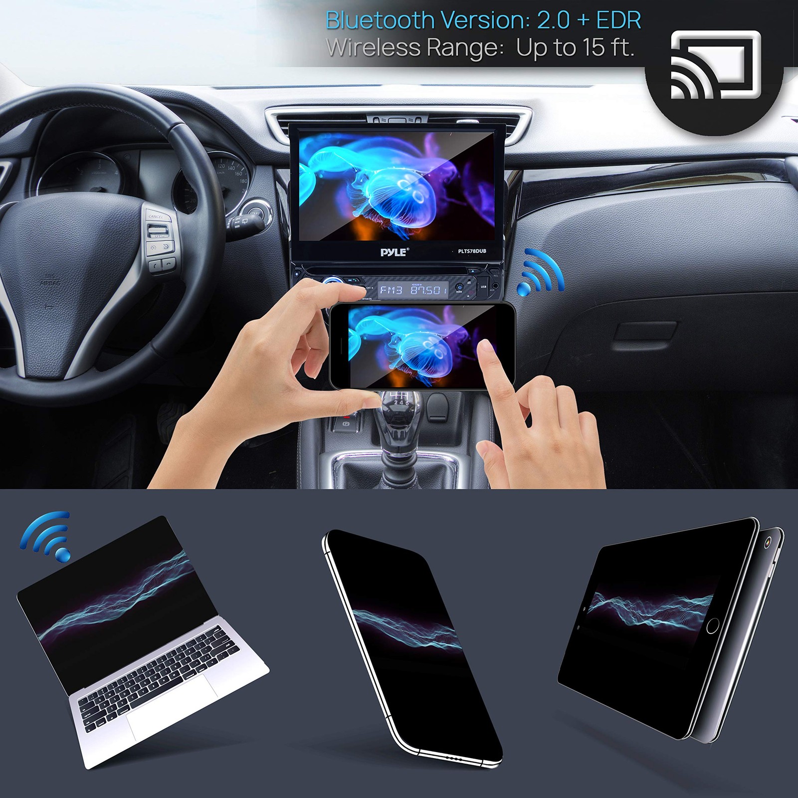 Pyle Single DIN 7″ Touchscreen Bluetooth Stereo CD/DVD Receiver