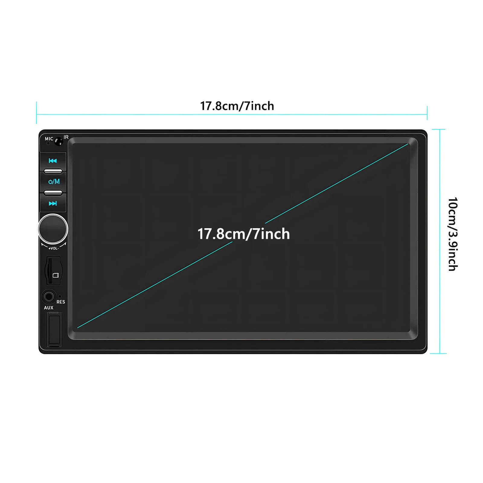 7″ HD Car Stereo,USB,FM Radio,Wireless,Mirror Link, 7-Color Backlight 2Din Audio
