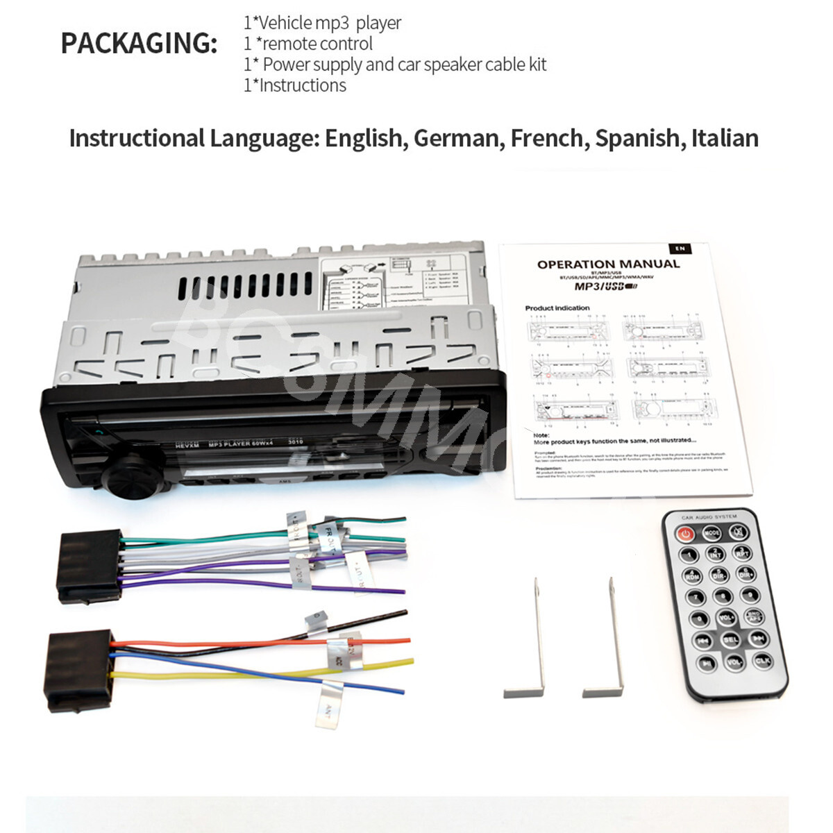 Single 1Din Bluetooth Car Stereo Radio MP3 Player AUX-IN USB FM SD Dash Receiver