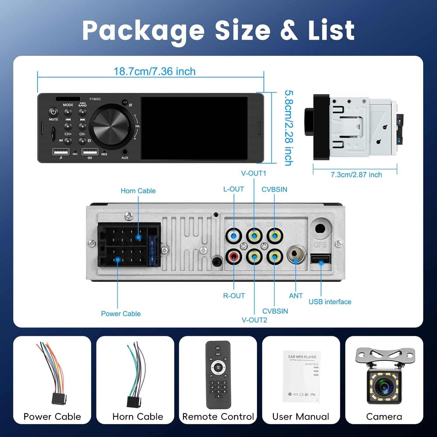 4-Inch Single Din Car Stereo with Bluetooth, CarPlay & Android Auto Connectivity