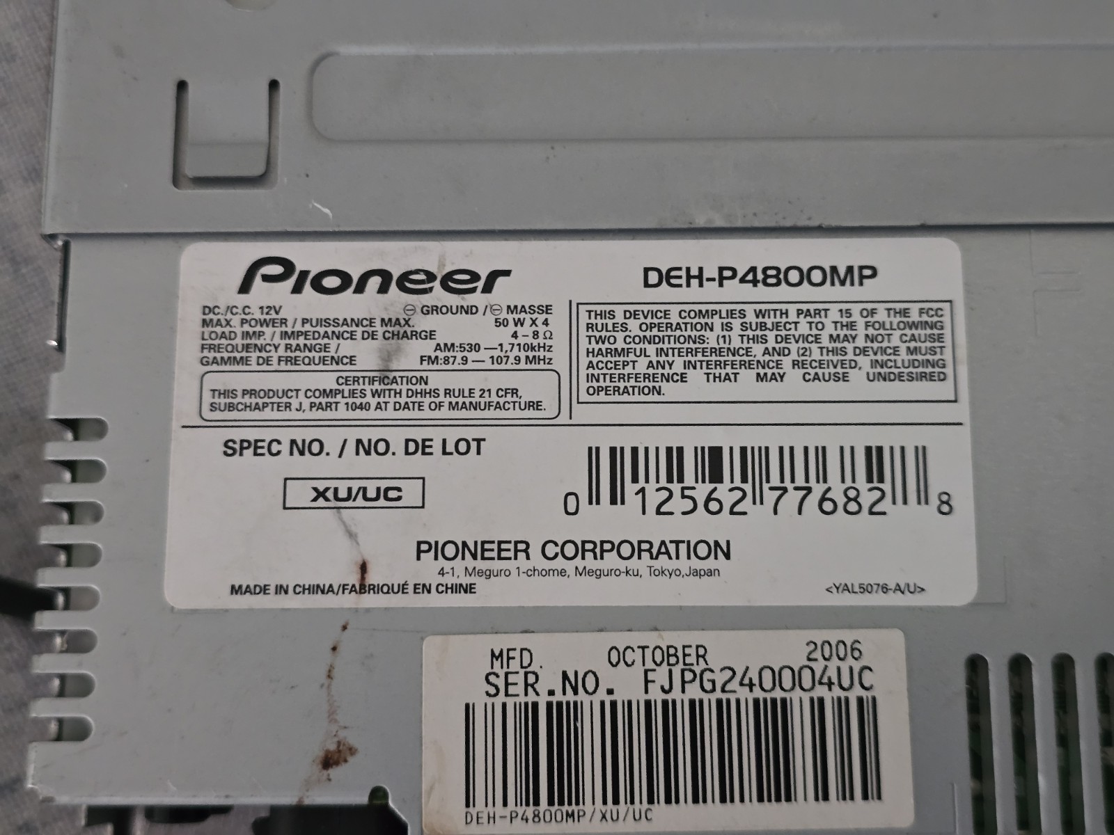 Pioneer DEH-P4800MP CD/MP3 Car Stereo – Tested & Working, Includes Manual