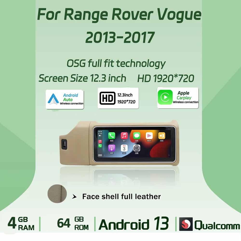 4+64G 12.3″ Carplay Per Land Rover Range Rover Vogue 2013-2017 Android13 BT GPS
