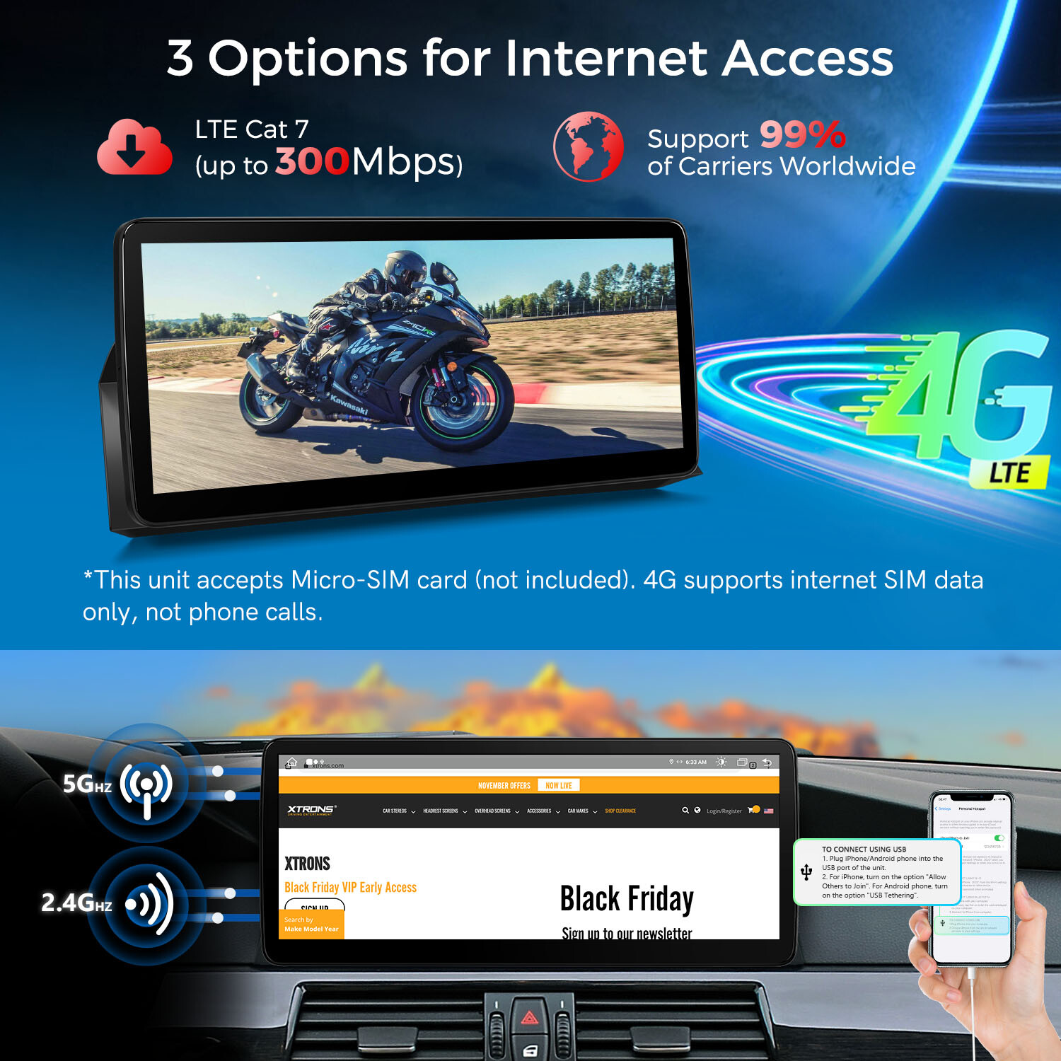 12.3″ IPS Android 13 4G WIFI Car GPS Stereo CarPlay WiFi For BMW 5er E60 E61 CCC