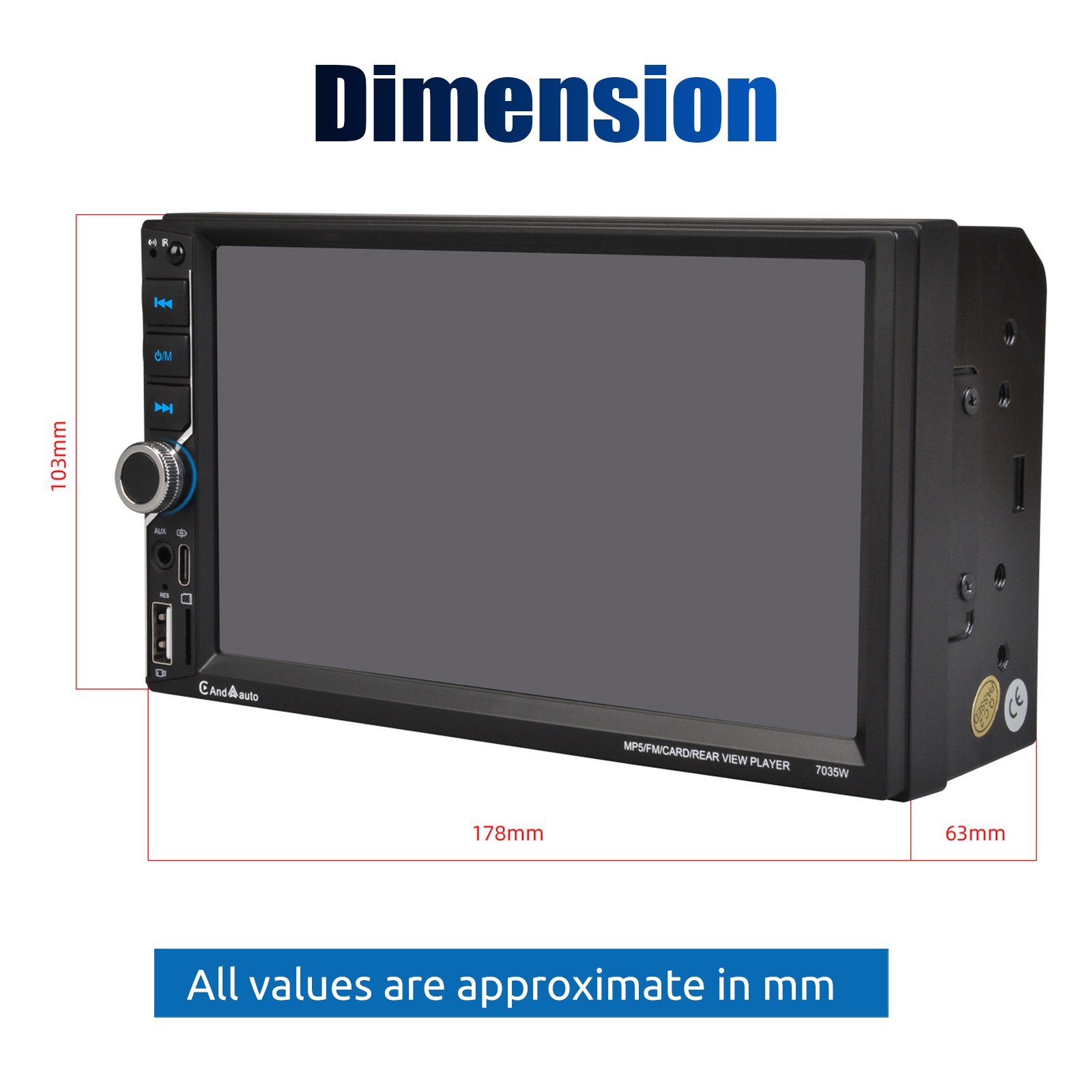 7Inch Double DIN Car Stereo Wireless Apple Carplay Android Auto Play FM Radio