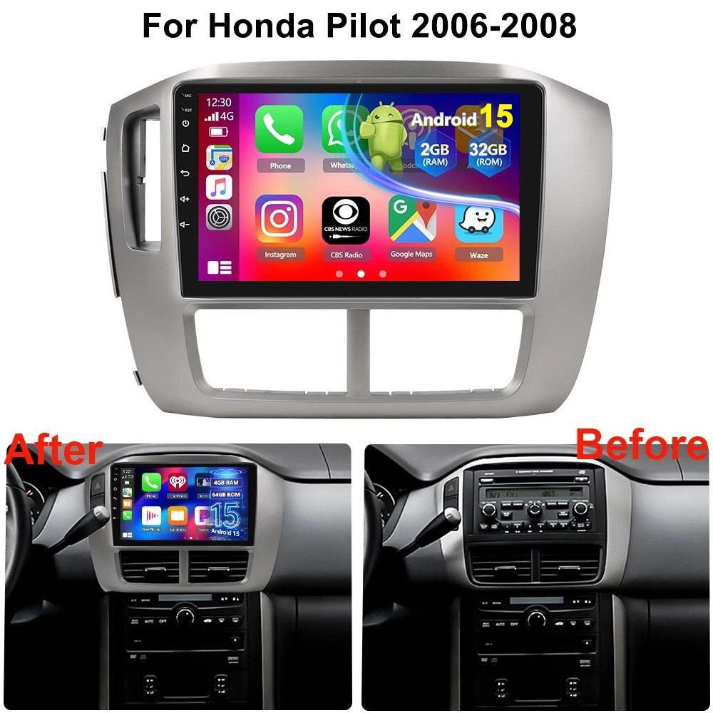 For Honda Pilot 2006-2008 Android 15.0 Carplay Car Stereo Radio GPS Navi BT WIFI