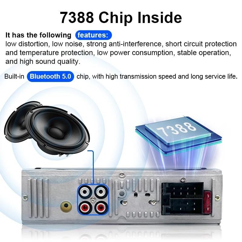 1 DIN Car Stereo Bluetooth Audio Receiver – FM Radio MP3 Player with Hands