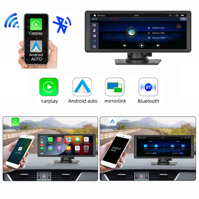 Portable Wireless Carplay 10.26″ Car Stereo Bluetooth Radio Player Android Auto
